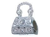 Zable™ Sterling Silver Purse With Crystals Bead / Charm