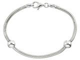 Zable™ 8.5 inches Sterling Silver Snake Bracelet with Smart Bead / Charm