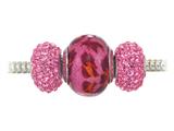 Zable™ Sterling Silver Pink Leopard Print Trio Bead Set (Bracelet not included)