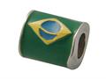 Zable™ Sterling Silver Brazil Enamel Flag Bead / Charm