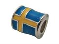 Zable™ Sterling Silver Sweden Enamel Flag Bead / Charm