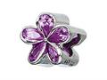 Zable™ Sterling Silver Purple Plumeria With CZ Pandora Compatible Bead / Charm