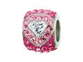 Zable™ Sterling Silver Heart with Pink and White Crystals Pandora Compatible Bead / Charm