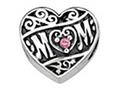 Zable™ Sterling Silver Mom Heart With Crystals Bead / Charm