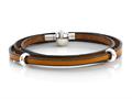 Zable™ 22 inches Sterling Silver Tan Leather Wrap Bracelet with Magnetic Clasp and Smart Pandora Compatible Bead / Charm