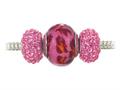 Zable™ Sterling Silver Pink Leopard Print Trio Bead Set (Bracelet not included)