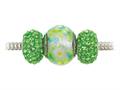 Zable™ Sterling Silver Green and White Flowers Trio Bead Set (Bracelet not included)
