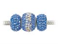 Zable™ Sterling Silver Blue Crystals Trio Bead Set (Bracelet not included)