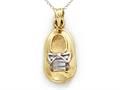14kt Two Tone Gold Baby Boy Shoe Pendant - Free Chain Included