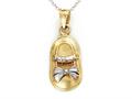 14kt Two Tone Gold Baby Girl Shoe Pendant - Free Chain Included
