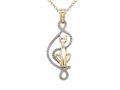14kt Two Tone Gold Cat Outline Pendant - Free Chain Included