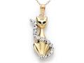 14kt Two Tone Enamel Cat Pendant - Free Chain Included
