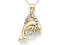 14kt Yellow Gold Small Journey Dolphin in Hoop Pendant - Free Chain Included
