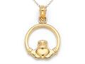 14kt Yellow Gold Small Claddagh Pendant - Free Chain Included