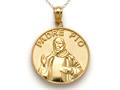 14kt Yellow Gold Padre Pio Medallion Pendant - Free Chain Included