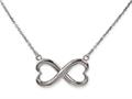 925 Sterling Silver Double Heart Infinite Love Pendant - Free 16/18 Inch Adjustable Chain Included