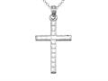 925 Sterling Silver Rhodium Medium Diamond Cut Squares Cross Pendant - Free Chain Included