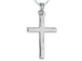 925 Sterling Silver Rhodium Medium Plain Pol Cross Pendant - Free Chain Included