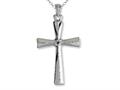925 Sterling Silver Rhodium Tapered Cross Pendant - Free Chain Included