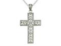 925 Sterling Silver Rhodium Medium Diamond Cut Cross Pendant - Free Chain Included