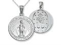 925 Sterling Silver Rhodium Large Micaculous Medal Pendant - Free Chain Included