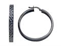 Stellar White™ Black Rhodium Diamond Cut Hoop Earrings