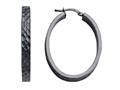 Stellar White™ Black Rhodium Large Oval Diamond Cut Earrings