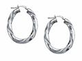 Stellar White™ Rhodium Oval Twist Hoop Earrings