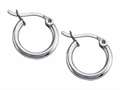 Stellar White™ Rhodium 2mm X 13mm Tubing Hoop Earrings