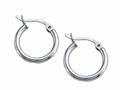 Stellar White™ Rhodium 2mm X 15mm Tubing Hoop Earrings