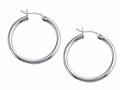 Stellar White™ Rhodium 2mm X 25mm Tubing Hoop Earrings