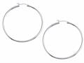 Stellar White™ Rhodium 2mm X 50mm Tubing Hoop Earrings