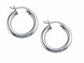Stellar White™ Rhodium 3mm X 20mm Tubing Hoop Earrings