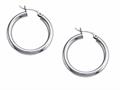 Stellar White™ Rhodium 3mm X 25mm Tubing Hoop Earrings