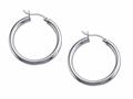 Stellar White™ Rhodium 3mm X 30mm Tubing Hoop Earrings