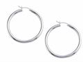 Stellar White™ Rhodium 3mm X 40mm Tubing Hoop Earrings