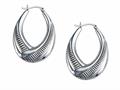 Stellar White™ Rhodium Oval Large Scribed Hoop Earrings