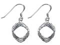 Stellar White™ Rhodium Shepherd Hook Diamond Cut Square Earrings