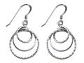 Stellar White™ Rhodium Diamond Cut 3 Circles Shepherd Earrings