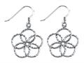 Stellar White™ Rhodium Diamond Cut Flower Shepherd Hook Earrings