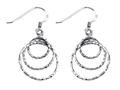 Stellar White™ Rhodium Diamond Cut Circles Shepherd Hook Earrings