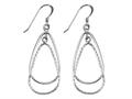 Stellar White™ Rhodium Pear Alt Diamond Cut Shepherd Hook Earrings