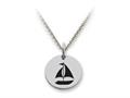 Stellar White™ 925 Sterling Silver Disc Charm - Sailboat -  Free 16 To 18 Inch Adjustable Chain Included