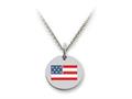 Stellar White™ 925 Sterling Silver Disc Charm - Usa Flag -  Free 16 To 18 Inch Adjustable Chain Included
