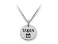 Stellar White™ 925 Sterling Silver Disc Charm - Taken -  Free 16 To 18 Inch Adjustable Chain Included