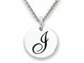 Stellar White™ 925 Sterling Silver Script Initial "I" Disc Pendant-Free 16 to 18 Inch Adjustable Chain Included