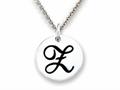 Stellar White™ 925 Sterling Silver Script Initial "Z" Disc Pendant-Free 16 to 18 Inch Adjustable Chain Included