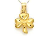 14kt Yellow Gold 3 Leaf Clover Shamrock Pendant - Free Chain Included
