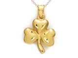 14kt Yellow Gold 3 Leaf Clover Shamrock Pendant - Free Chain Included