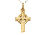 14kt Yellow Gold Small Celtic Cross Pendant - Free Chain Included